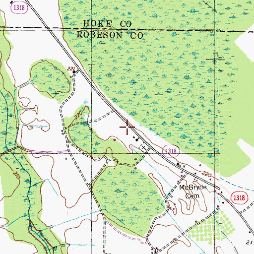 Topographic Map of Mount Zion School, NC