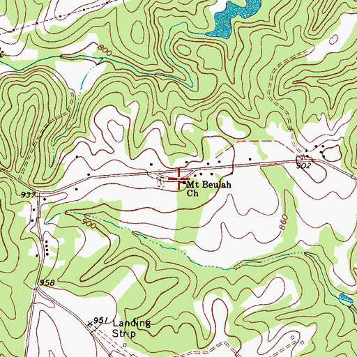 Topographic Map of Mountain Beulah Church, NC
