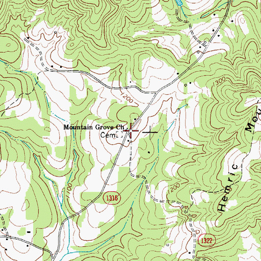 Topographic Map of Mountain Grove Methodist Church, NC