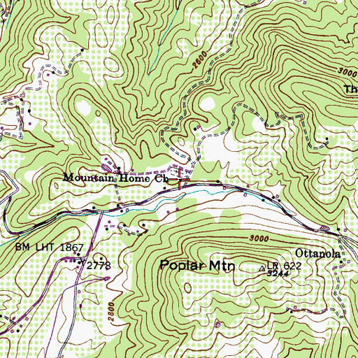 Topographic Map of Mountain Home Church, NC