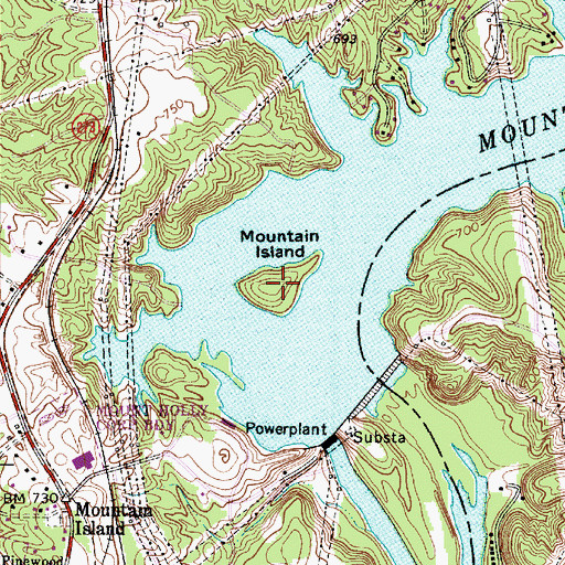 Topographic Map of Mountain Island, NC
