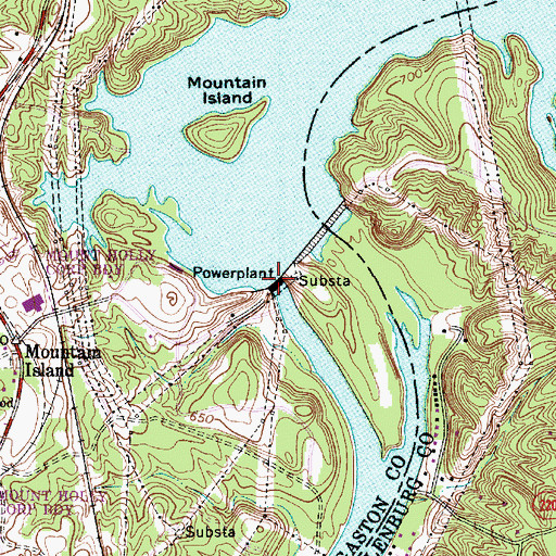 Topographic Map of Mountain Island Lake, NC