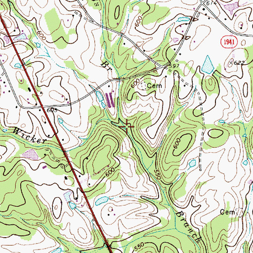 Topographic Map of Mountain Springs Branch, NC