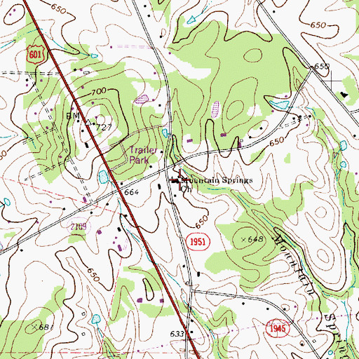 Topographic Map of Mountain Springs Church, NC