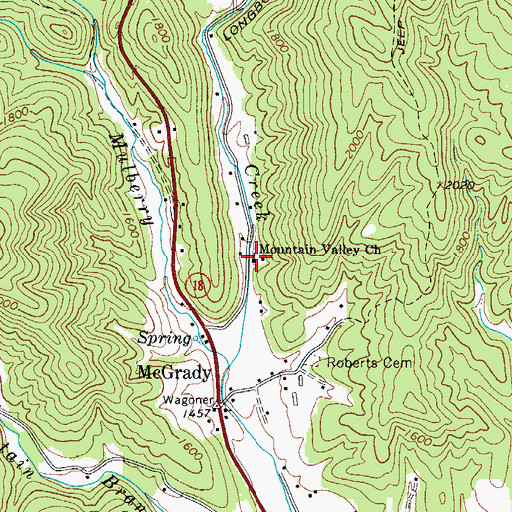 Topographic Map of Mountain Valley Church, NC