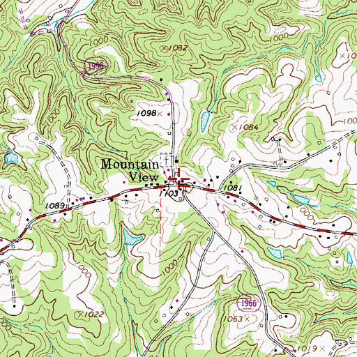 Topographic Map of Mountain View, NC