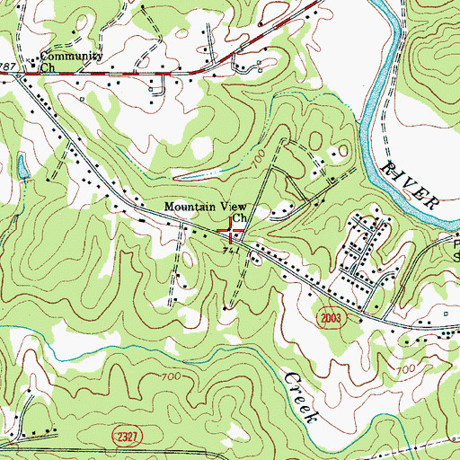 Topographic Map of Mountain View Church, NC