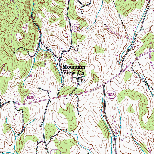 Topographic Map of Mountain View Church, NC