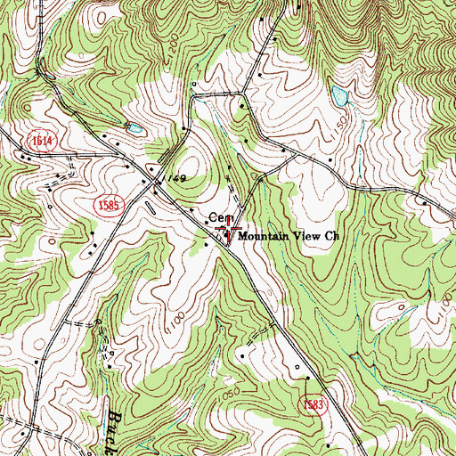 Topographic Map of Mountain View Church, NC