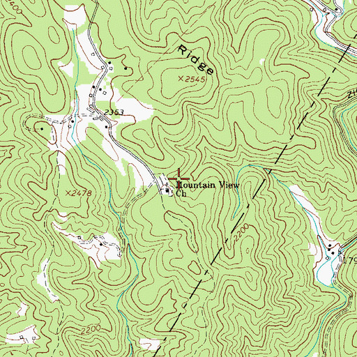 Topographic Map of Mountain View Church, NC