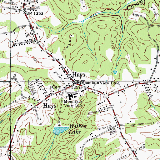 Topographic Map of Mountain View Church, NC