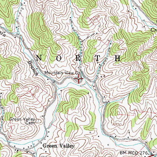 Topographic Map of Mountain View Church, NC