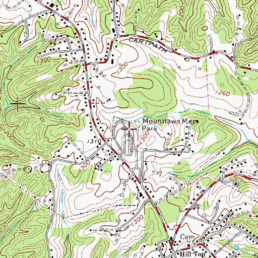 Topographic Map of Mountlawn Memorial Park, NC
