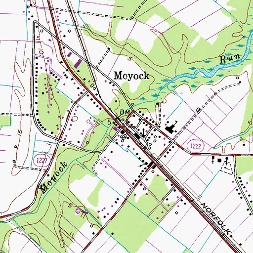 Topographic Map of Moyock, NC