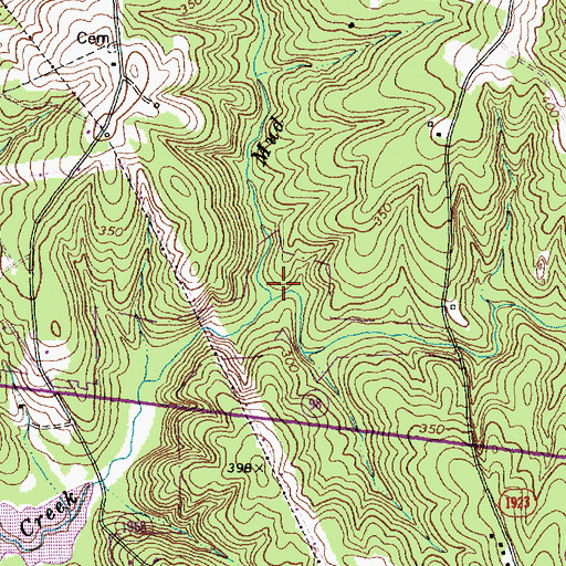 Topographic Map of Mud Branch, NC