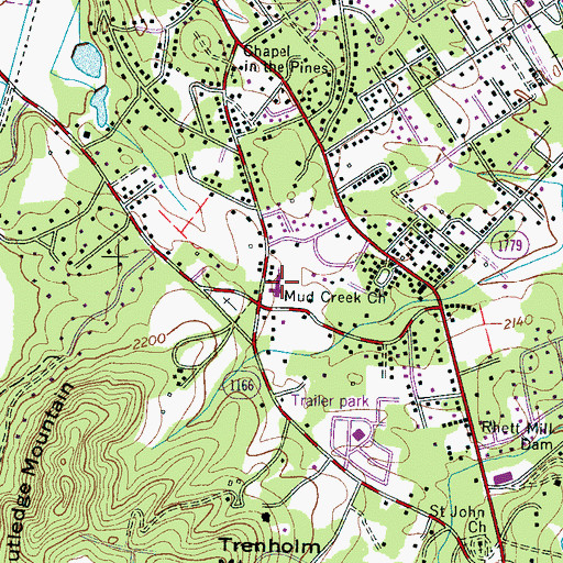 Topographic Map of Mud Creek Church, NC