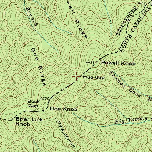 Topographic Map of Mud Gap, NC