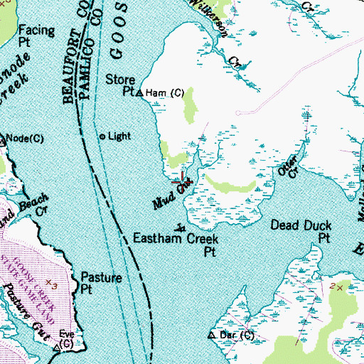 Topographic Map of Mud Gut, NC