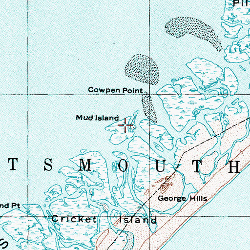 Topographic Map of Mud Island, NC
