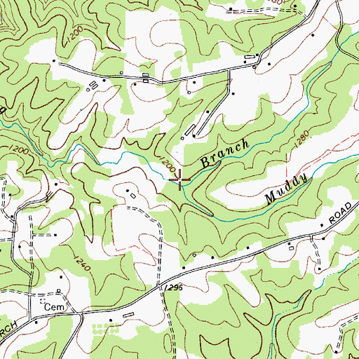 Topographic Map of Muddy Branch, NC