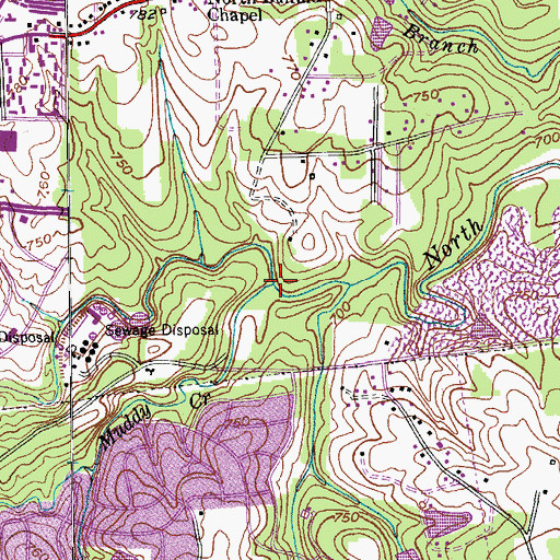 Topographic Map of Muddy Creek, NC