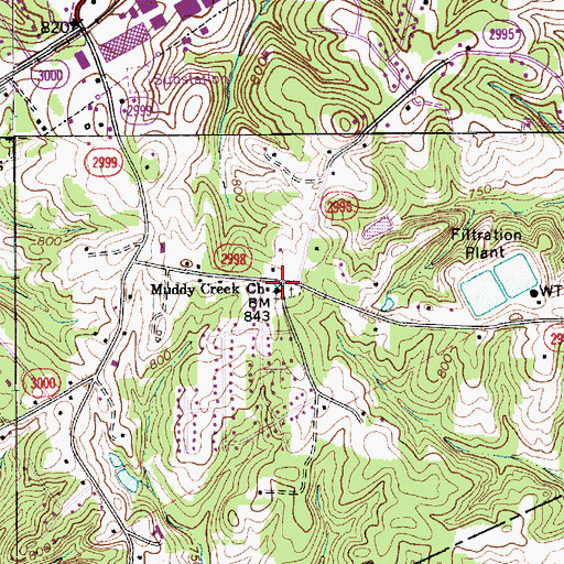Topographic Map of Muddy Creek Church, NC
