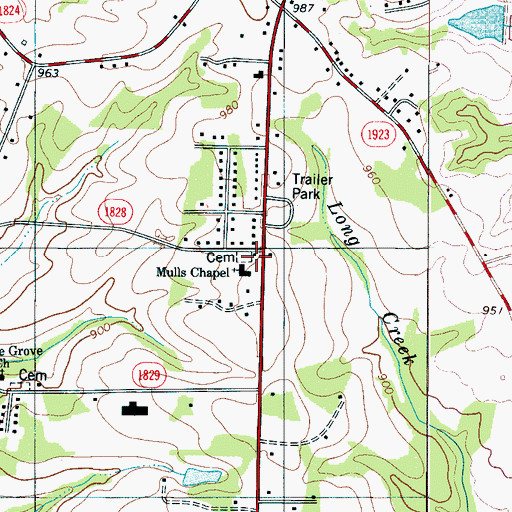Topographic Map of Mulls Chapel, NC