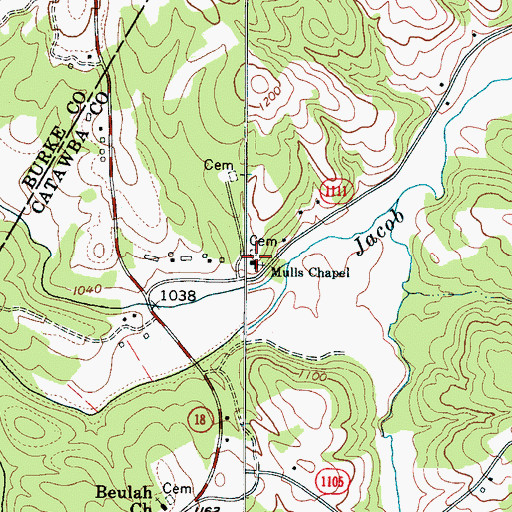 Topographic Map of Mulls Chapel, NC