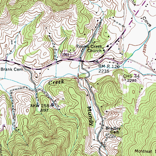 Topographic Map of Mundy Cove, NC