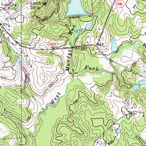 Topographic Map of Mundys Run, NC