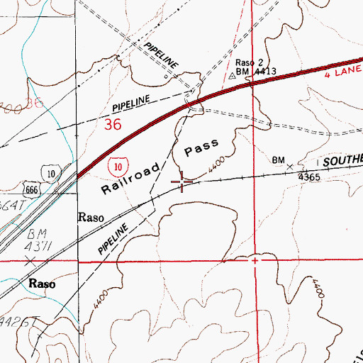 Topographic Map of Railroad Pass, AZ