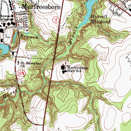 Topographic Map of Murfreesboro High School, NC