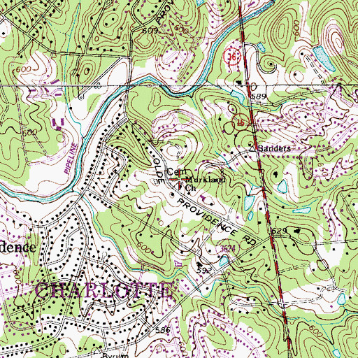 Topographic Map of Murkland Church, NC