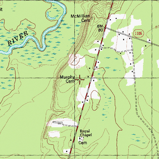 Topographic Map of Murphy Cemetery, NC