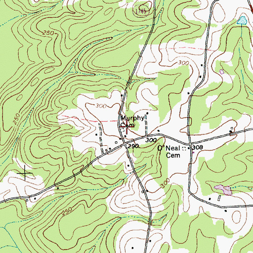 Topographic Map of Murphy Cemetery, NC