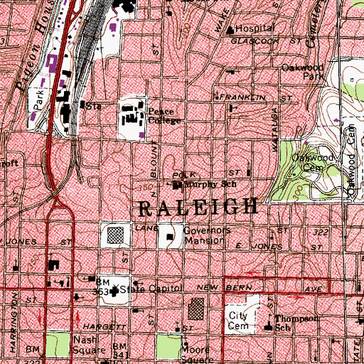 Topographic Map of Murphy School, NC