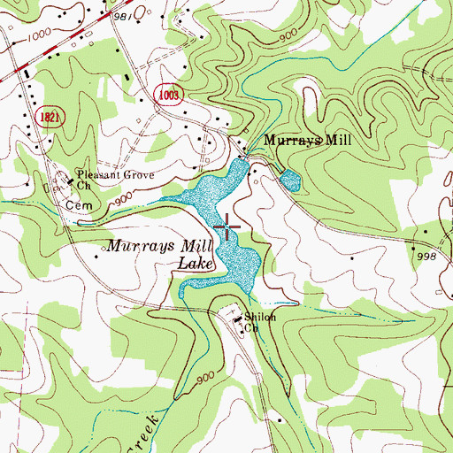Topographic Map of Murrays Mill Lake, NC