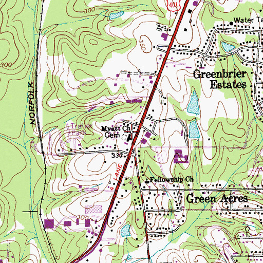 Topographic Map of Myatt Church, NC