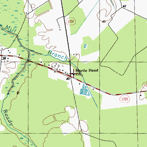 Topographic Map of Myrtle Head Church, NC
