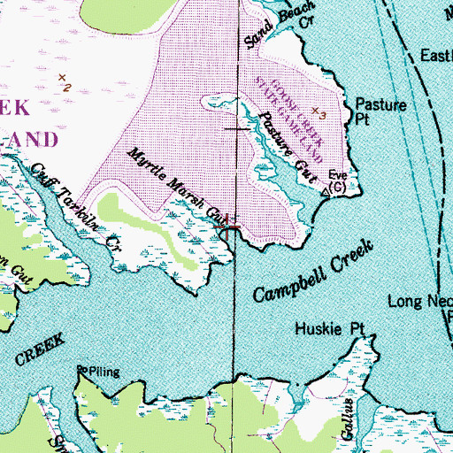 Topographic Map of Myrtle Marsh Gut, NC
