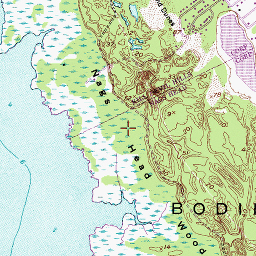 Topographic Map of Nags Head Woods, NC