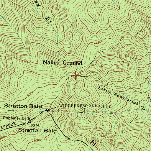 Topographic Map of Naked Ground, NC