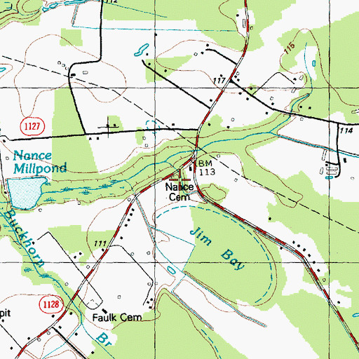 Topographic Map of Nance Cemetery, NC