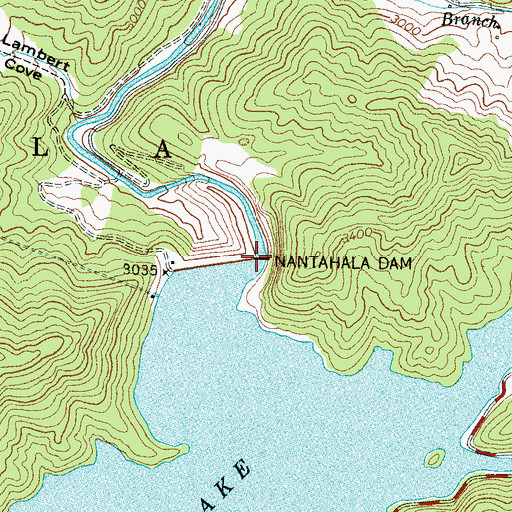 Topographic Map of Nantahala Dam, NC