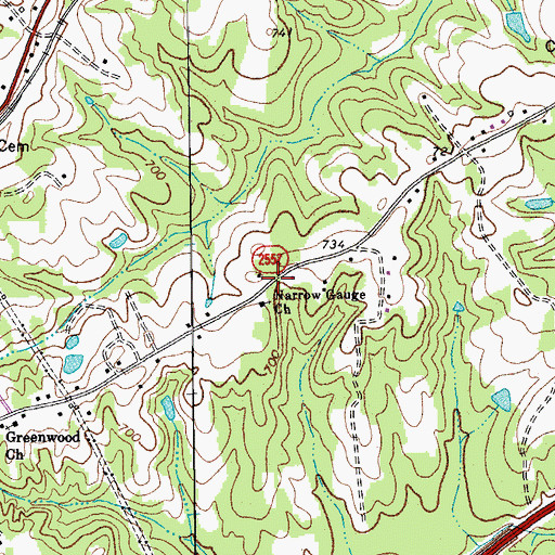 Topographic Map of Narrow Gauge Church, NC