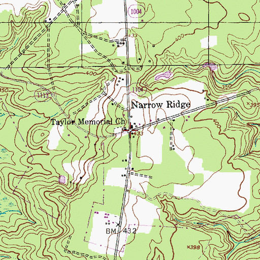 Topographic Map of Narrow Ridge, NC