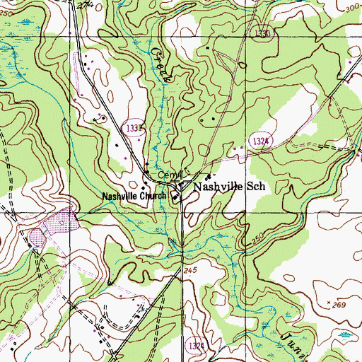 Topographic Map of Nashville School, NC