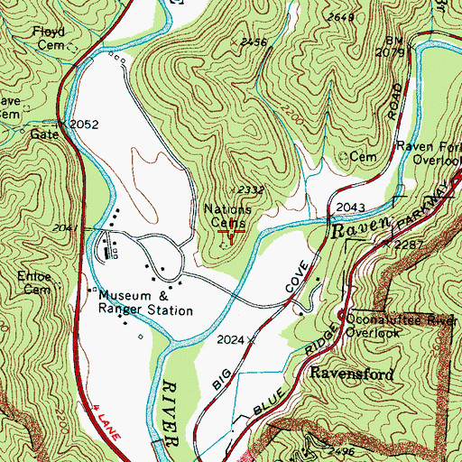 Topographic Map of Nations Cemetery, NC