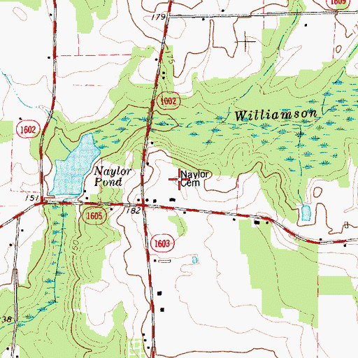 Topographic Map of Naylor Cemetery, NC