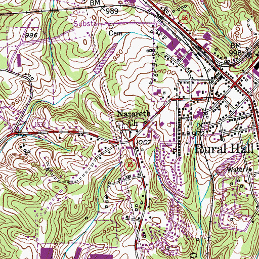 Topographic Map of Nazareth Church, NC